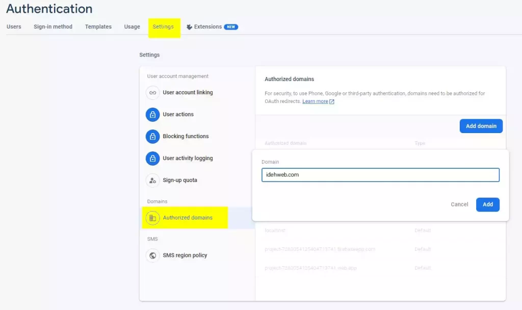 firebase configuration